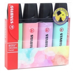 Marcador Fluorescente STABILO Boss original PASTEL Conjunto de 4 Un