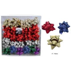 LAÇOS P/ PRENDAS 3", METAL GLITTER, CX. 100 SORTIDOS